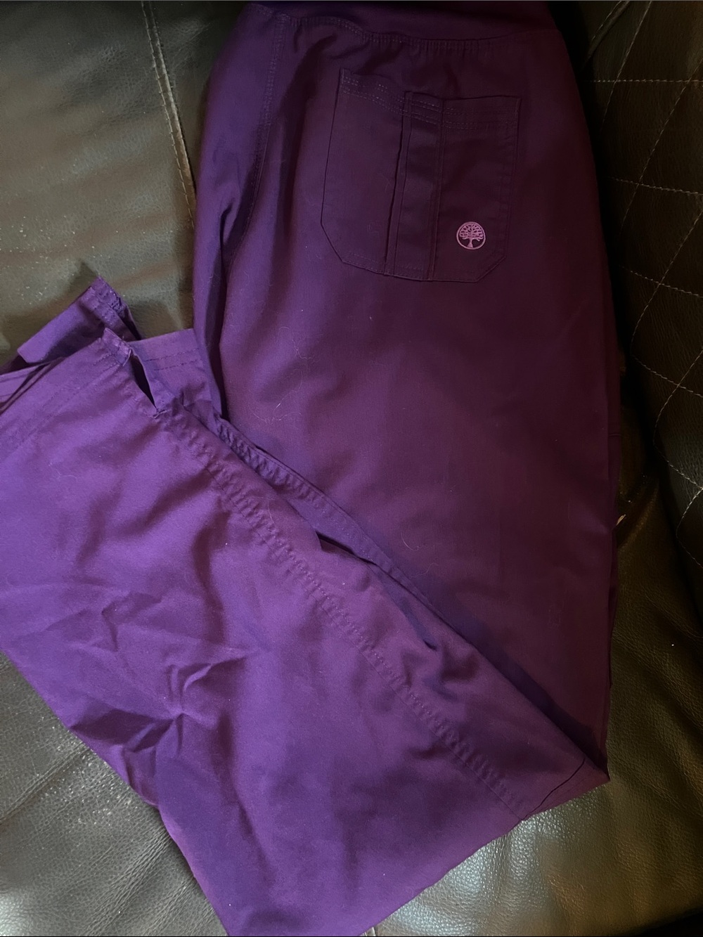 healing hands Purple Scrub Pants with Tree Logo